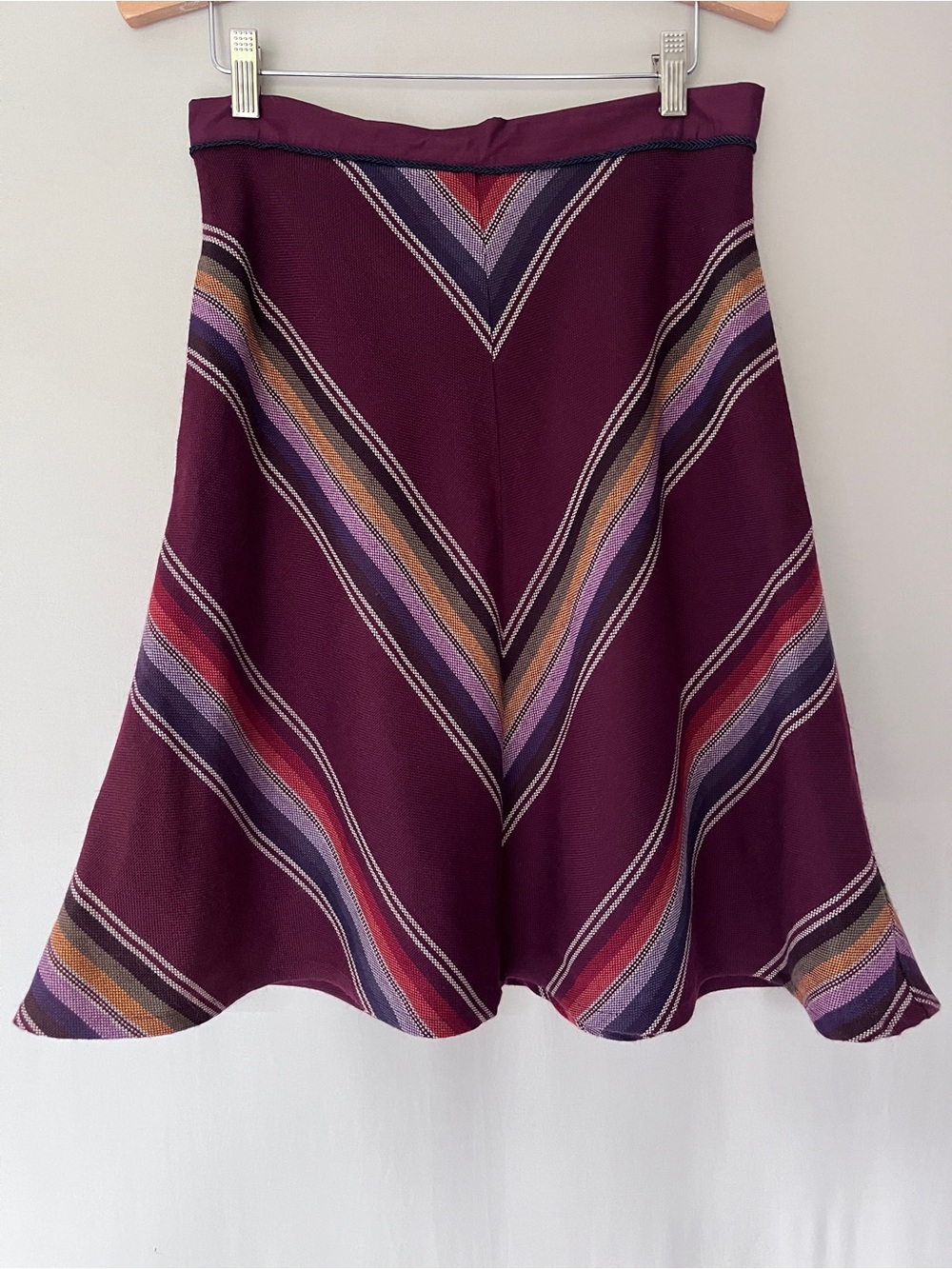 Anthropologie edme & esyllte Wool Blend Chevron Stripe A-Line Skirt Size 8